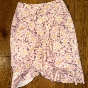 Anthropologie floral skirt - suede faux wrap